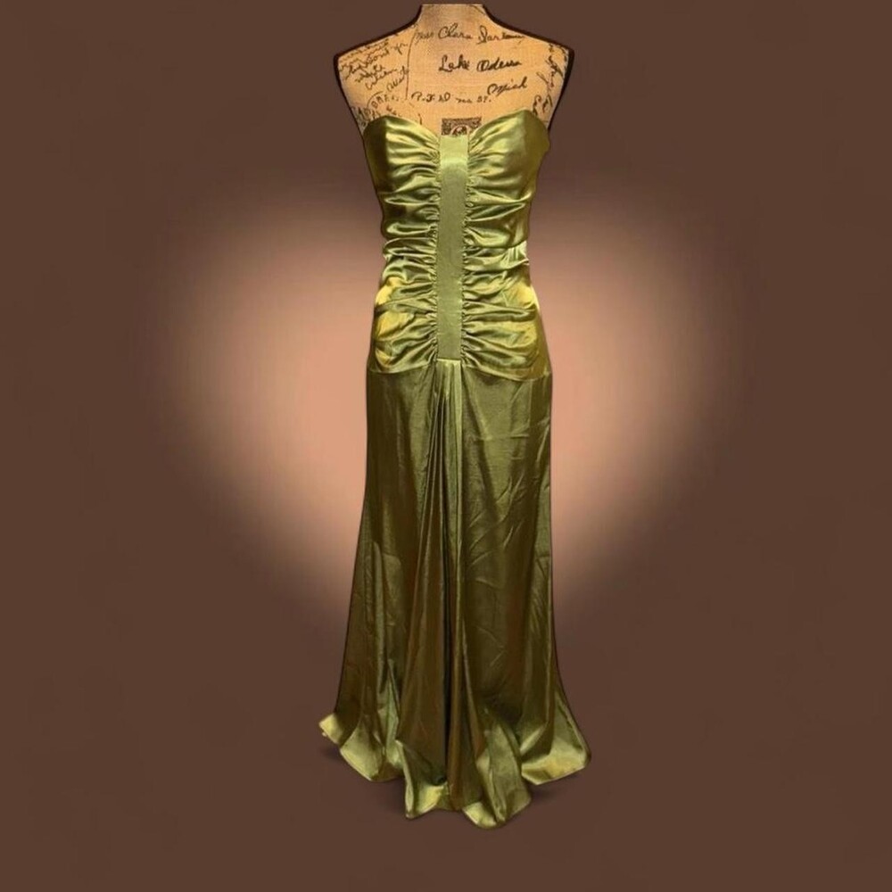 Jessica McClintock Women's Green and Gold Dress